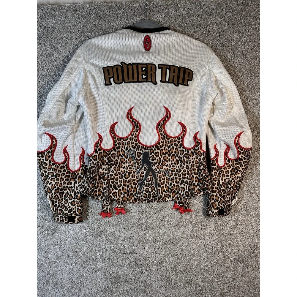 Power Trip Women's XS Mesh Motorcycle Jacket‎ Leopard Flames Street Riding